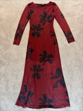 Aveloria Modichic brush stroke and floral print mesh bodycon dress